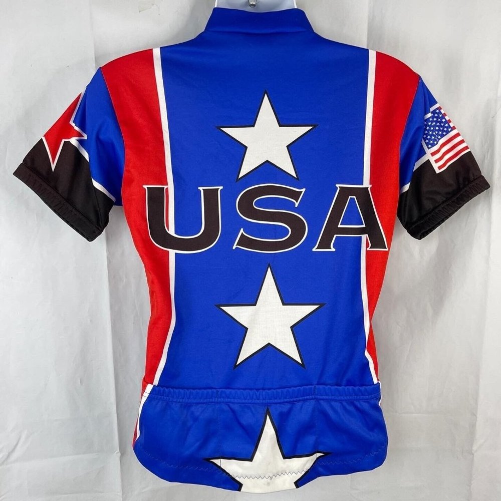 USA Stars America Patriotic Kucharik 1/2 Zip M Cycling Jersey Medium Mens 40x26 - Picture 4 of 9